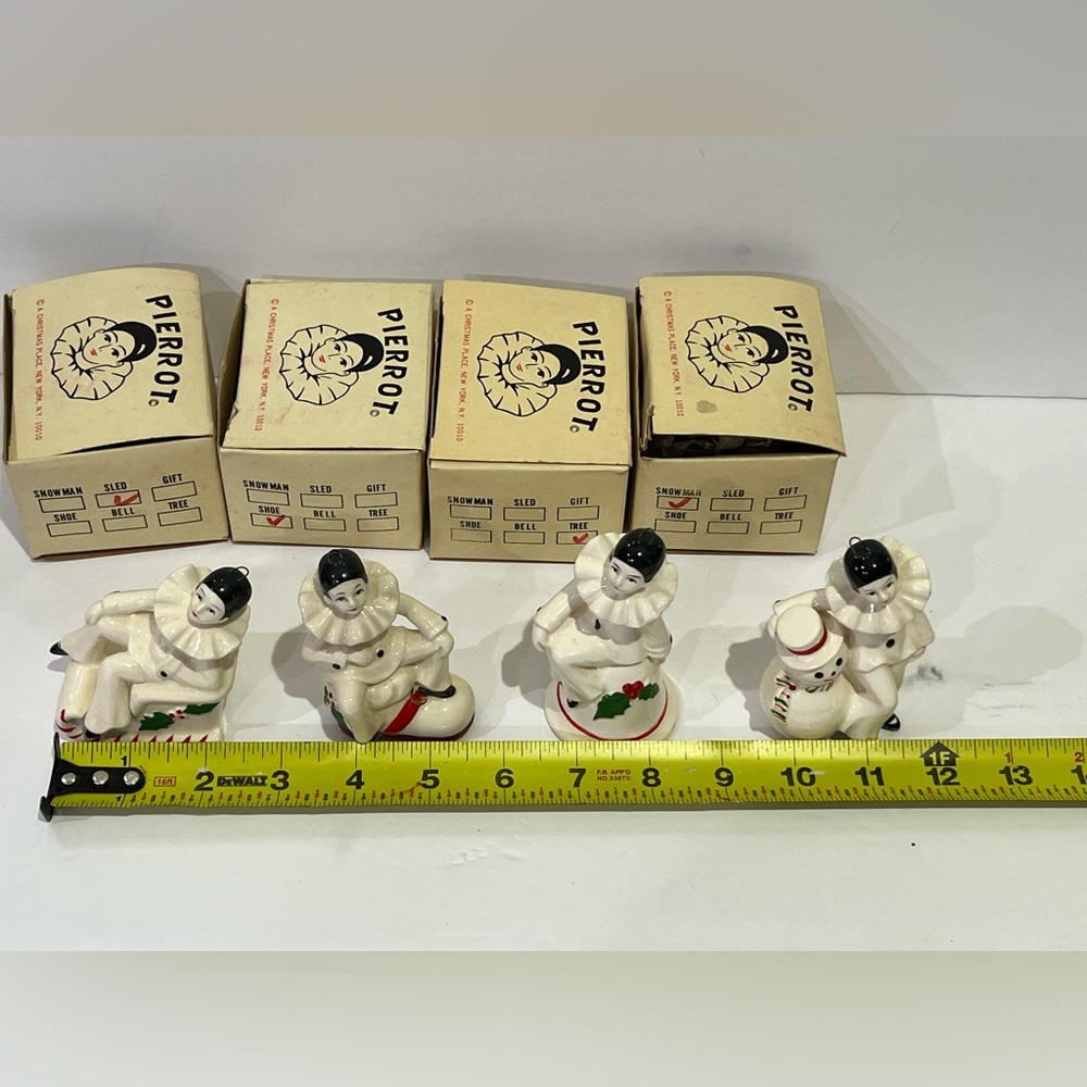 Vintage Pierrot Christmas Figurines Set